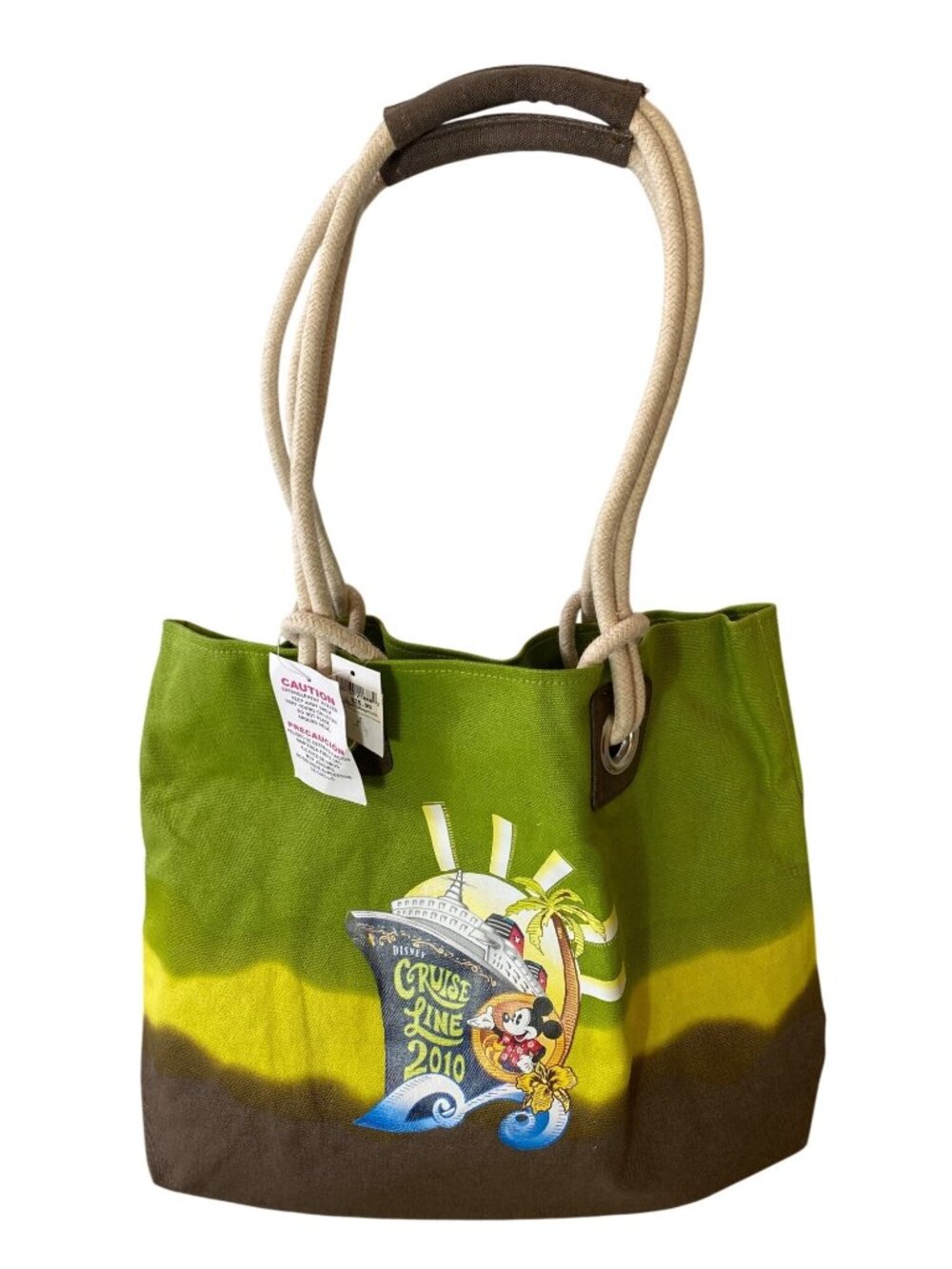 NWT Disney Cruise Line 2010 Beach Tote Bag Rope Handles & Mickey Mouse Design